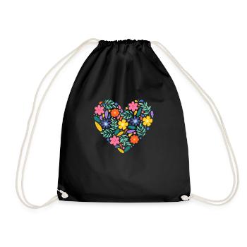 Cœur de fleurs - Sac de sport léger - noir - Devant