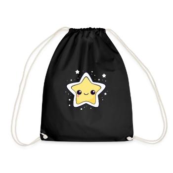 The star Kawaii - Drawstring Bag - black - Front