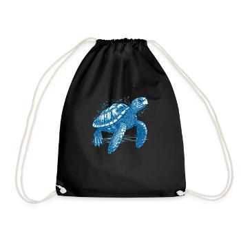 Turtle swimming freely in the sea - Drawstring Bag - black - Front