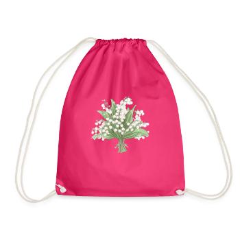 Blumenstrauß vom Maiglöckchen - Turnbeutel - Fuchsia - Vorne