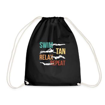 Swim tan relax repeat - Drawstring Bag - black - Front