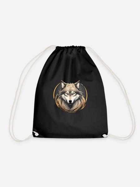 Majestic wolf - Drawstring Bag - black