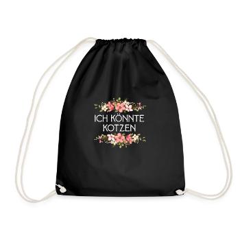 I Could Puke Floral Floral Sarcasm - Drawstring Bag - black - Front