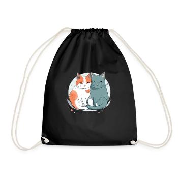 Cat love - Drawstring Bag - black - Front