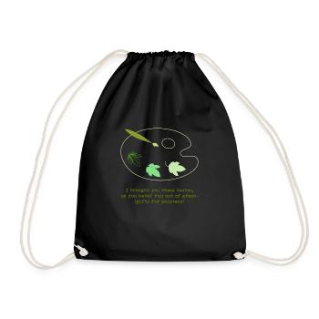 Green leaves - Drawstring Bag - black - Front