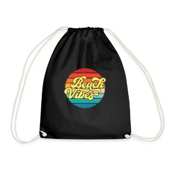 Retro Styled Summer Beach Vibes Design - Drawstring Bag - black - Front