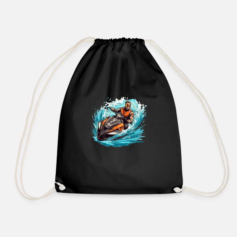 Jet Ski Gift - Drawstring Bag - black