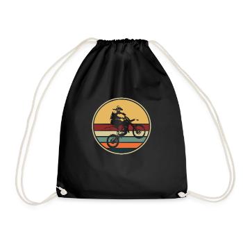 Motorcross Motorcycle Retro Motorsport - Drawstring Bag - black - Front