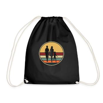 Familie Eltern Retro Papa Mama - Turnbeutel - Schwarz - Vorne