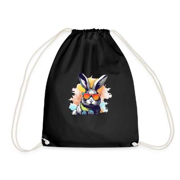 Log the rabbit - Drawstring Bag - black - Front