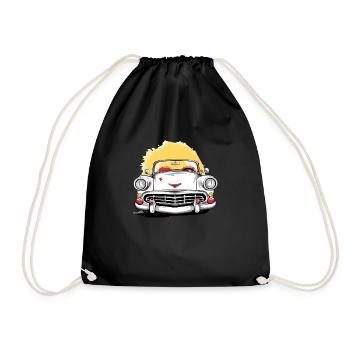 White convertible - Drawstring Bag - black - Front