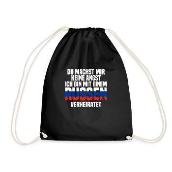 Du machst mir Keine Angst ich bin mit einem Russen - Turnbeutel - Schwarz - Vorne