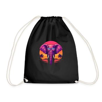 Synthwave Elephant Sunset - Sac de sport léger - noir - Devant