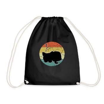 Retro Vintage Cute Cat Sunset Design - Drawstring Bag - black - Front