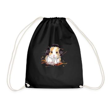 Mikey, der audiophile Hamster - Turnbeutel - Schwarz - Vorne