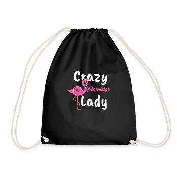 Crazy Pink Flamingo Lady Gift Retro Flamingos - Drawstring Bag - black - Front