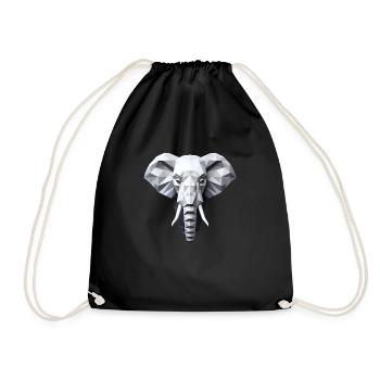 Elefant in Geometrie: Matte Grautöne Highlight - Turnbeutel - Schwarz - Vorne