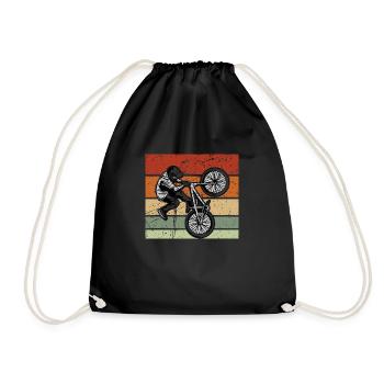 BMX Bike Accessories Children's Bike Gift Retro - Drawstring Bag - black - Front