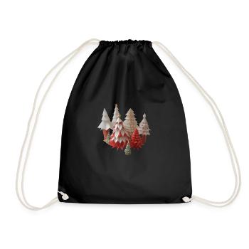 Origami-Weihnachtswaldszene - Turnbeutel - Schwarz - Vorne