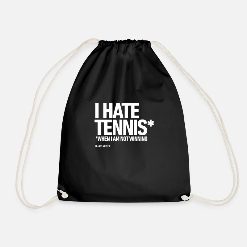 I HATE TENNIS* - Drawstring Bag - black