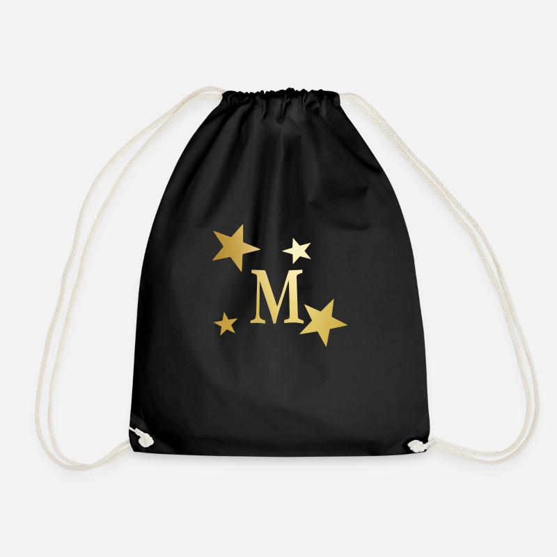 Golden letter M - Drawstring Bag - black