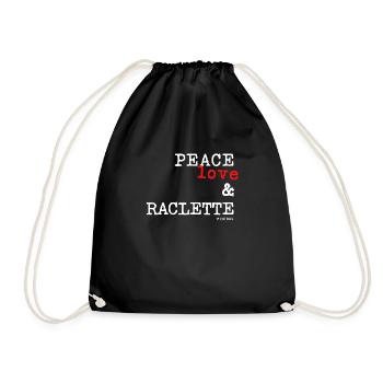 Peace Love and Raclette - Drawstring Bag - black - Front