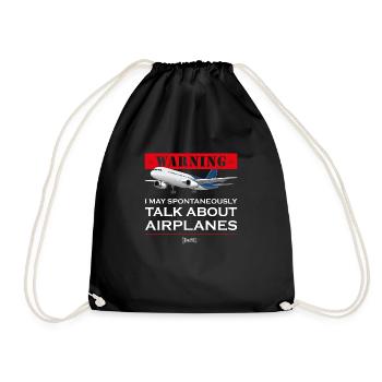 Funny Pilot Crop Duster Aviation, I May Talk - Drawstring Bag - black - Front
