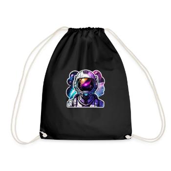 Astronaut & Galaxy Helmet - Drawstring Bag - black - Front