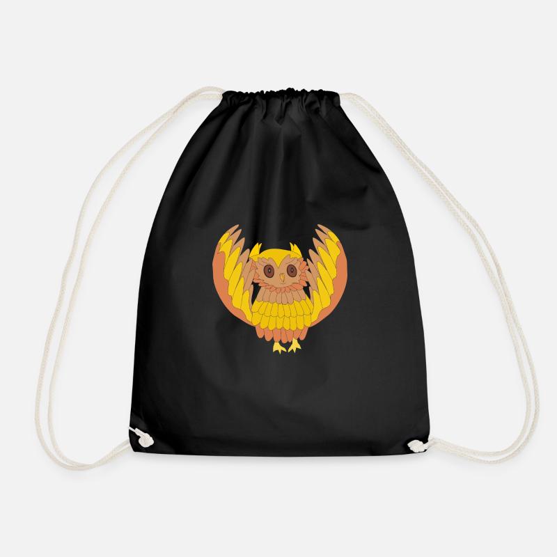 Owl - Drawstring Bag - black