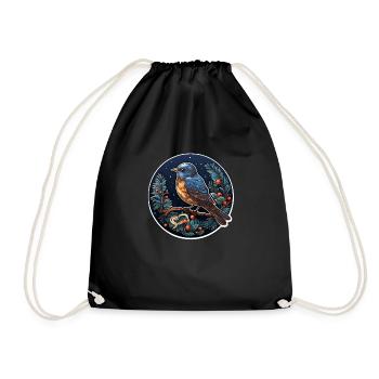 Nuit d’hiver avec oiseau - Sac de sport léger - noir - Devant