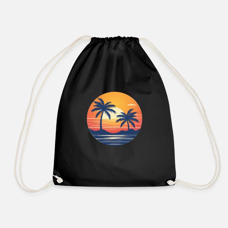 Miami sunset - Drawstring Bag - black