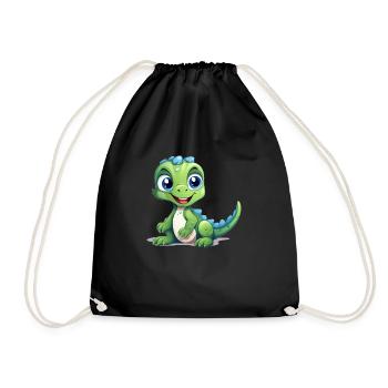 Mignon bébé dinosaure vert et bleu - Sac de sport léger - noir - Devant