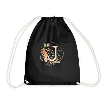 J typography floral - Turnbeutel - Schwarz - Vorne