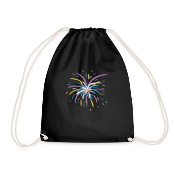 Fireworks in Lilac, Blue, Yellow and White - Drawstring Bag - black - Front