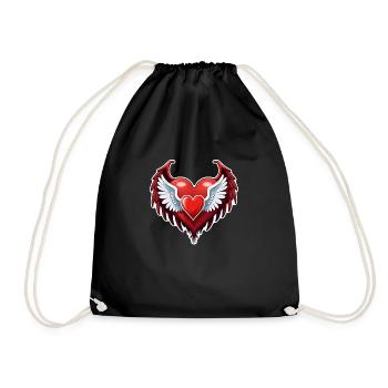 coeur rouge avec des ailes - Sac de sport léger - noir - Devant
