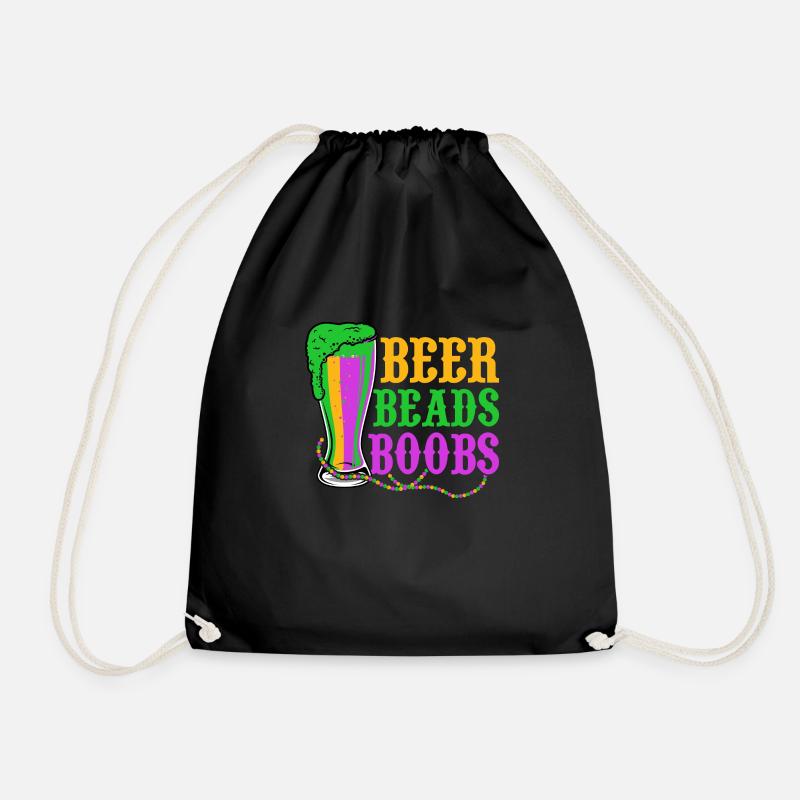 Beer Beads Boobs Carnival Mardi Gras - Drawstring Bag - black
