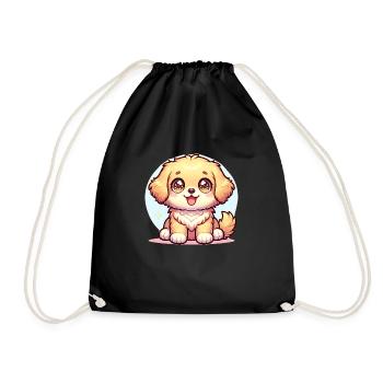 Digitale Illustration des niedlichen extra kawaii Golden - Turnbeutel - Schwarz - Vorne