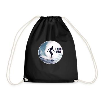 Surfer on the Wave Nature - Drawstring Bag - black - Front