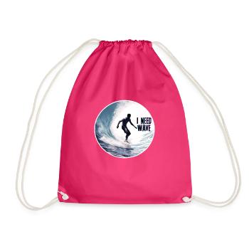 Surfer on the Wave Nature - Drawstring Bag - fuchsia - Front