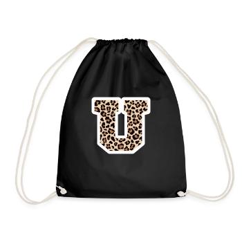 lettre U motif léopard -idée cadeau d’anniversaire - Sac de sport léger - noir - Devant
