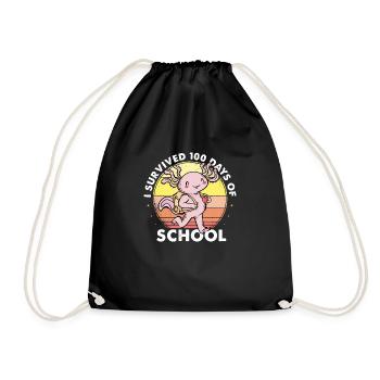 I Survived 100 Days Of School Is Alotl School - Drawstring Bag - black - Front