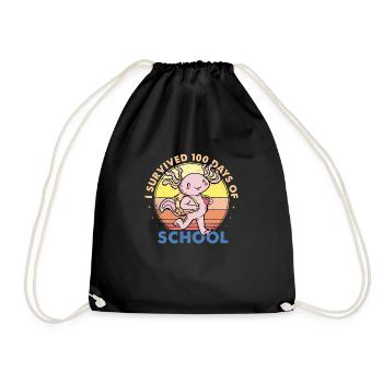 I Survived 100 Days Of School Is Alotl School - Drawstring Bag - black - Front