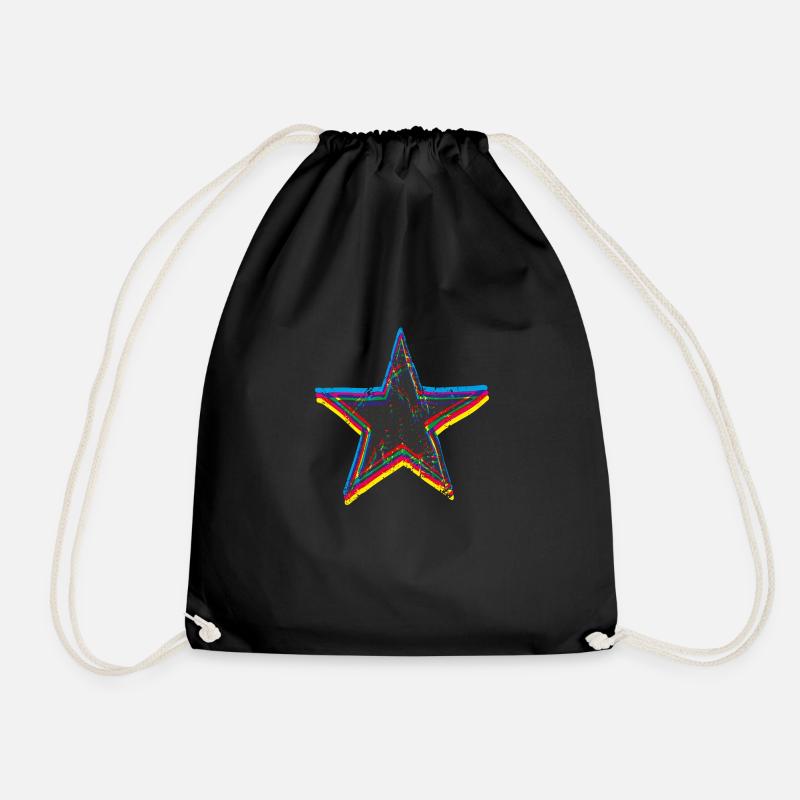 Star Drawn Path CMYK 02 - Drawstring Bag - black
