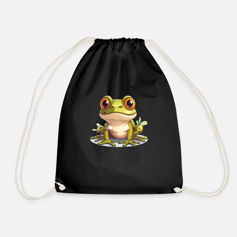 Frosch Niedliches Logo - Turnbeutel - Schwarz