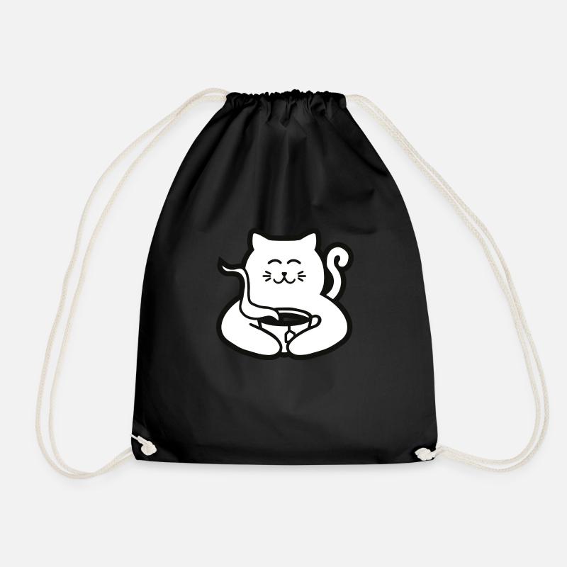 Katze mit Tee Earl Grey - Turnbeutel - Schwarz