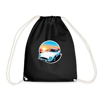voiture vintage couché de soleil - Sac de sport léger - noir - Devant