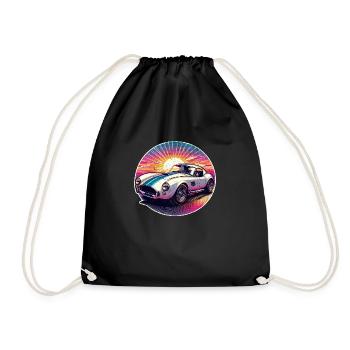 voiture vintage couché de soleil - Sac de sport léger - noir - Devant