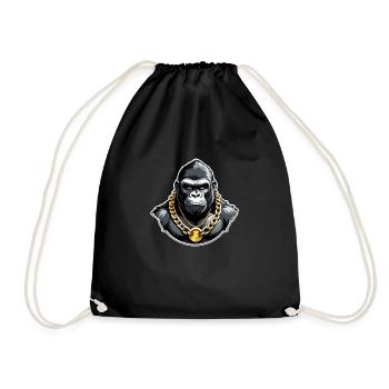 Gorilla mit Goldkette - Turnbeutel - Schwarz - Vorne