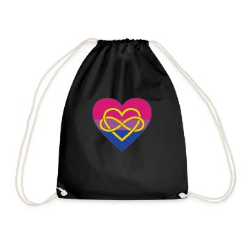Polyamory Infinity Heart Bisexual Pride - Drawstring Bag - black - Front