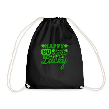 Happy Go Lucky St. Patrick's Day Niedliches grünes Skript - Turnbeutel - Schwarz - Vorne